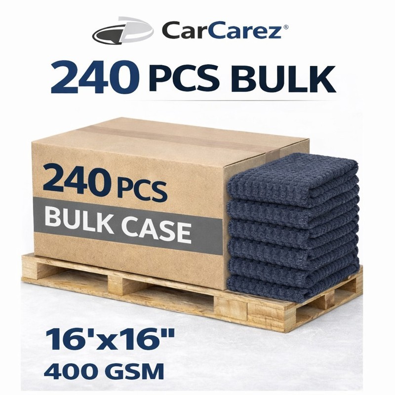 240 Pack Bulk Microfiber Towels 400 GSM Waffle Weave 16×16 Car Drying Rag 70/30