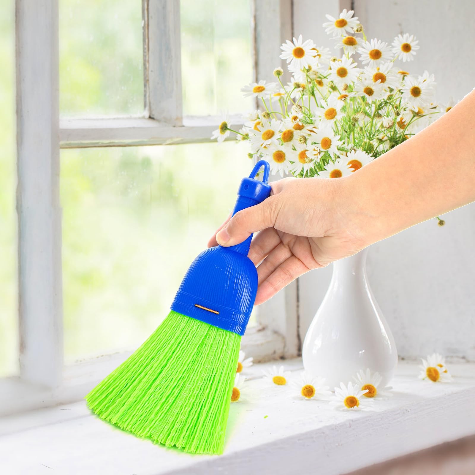 4 Pack Hand Broom Poly Fiber Small Whisk Broom for Car Handheld Brush with Hang