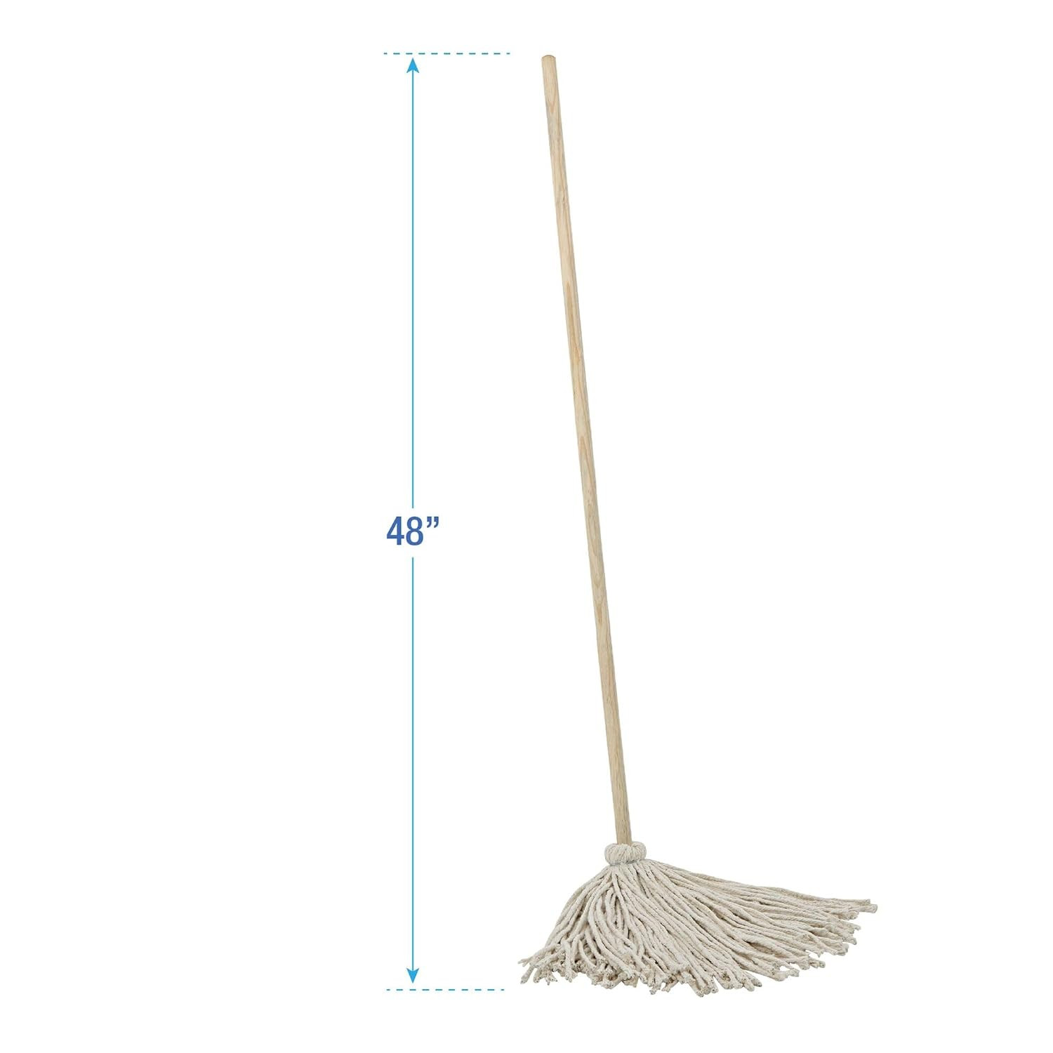 BWK116C 16 Oz. Cotton Head Deck Mop with 48 In. Oak Wood Handle – White (6/Carto
