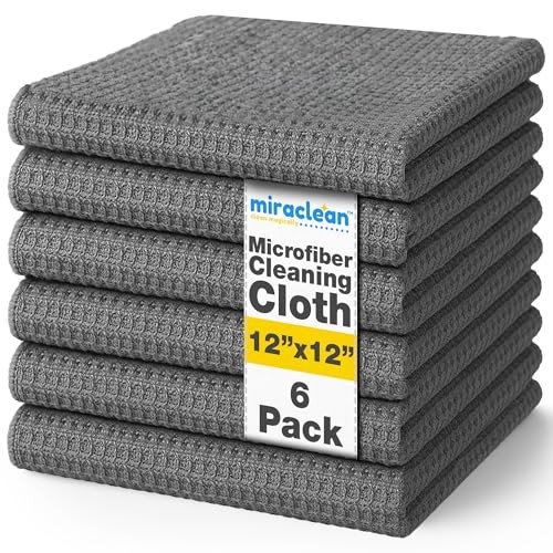 Microfiber Towels for Cars 12 x 12 inches Microfiber Towel, 6 Pack Waffle Weave