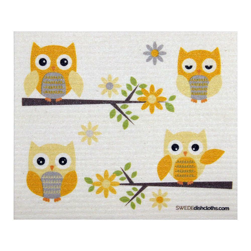 Mixed Owls Set of 3 cloths (One of each design) Swedish Dishcloths ECO Absorben