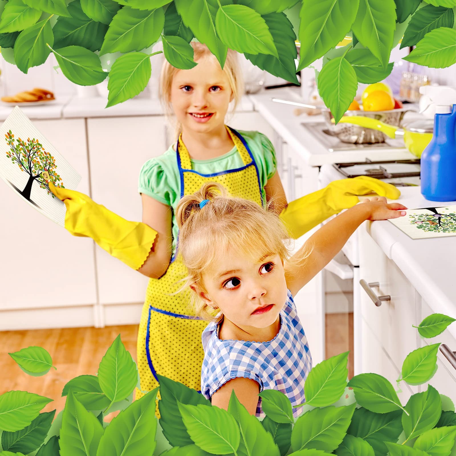 8 Pieces Swedish Kitchen Dishcloths Mixed Trees Owls Washable Reusable Sponge…
