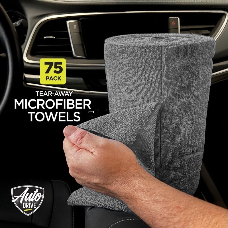 75 Count Tear Away Microfiber Towels Roll Absorbent Washable Cleaning Cloths New