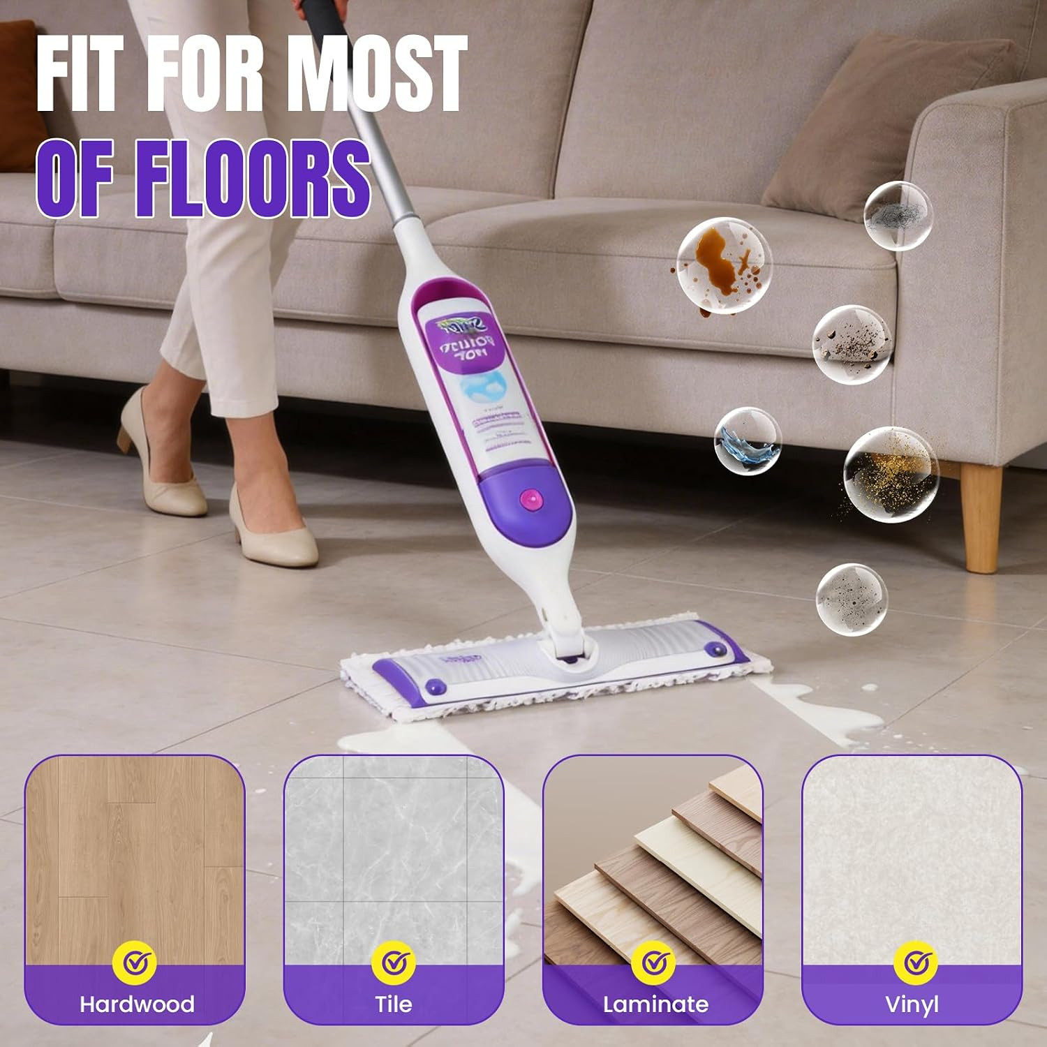 100 Pcs Power Mop Pads for Swiffer Powermop 500+ Strips Multi-Surface Refill