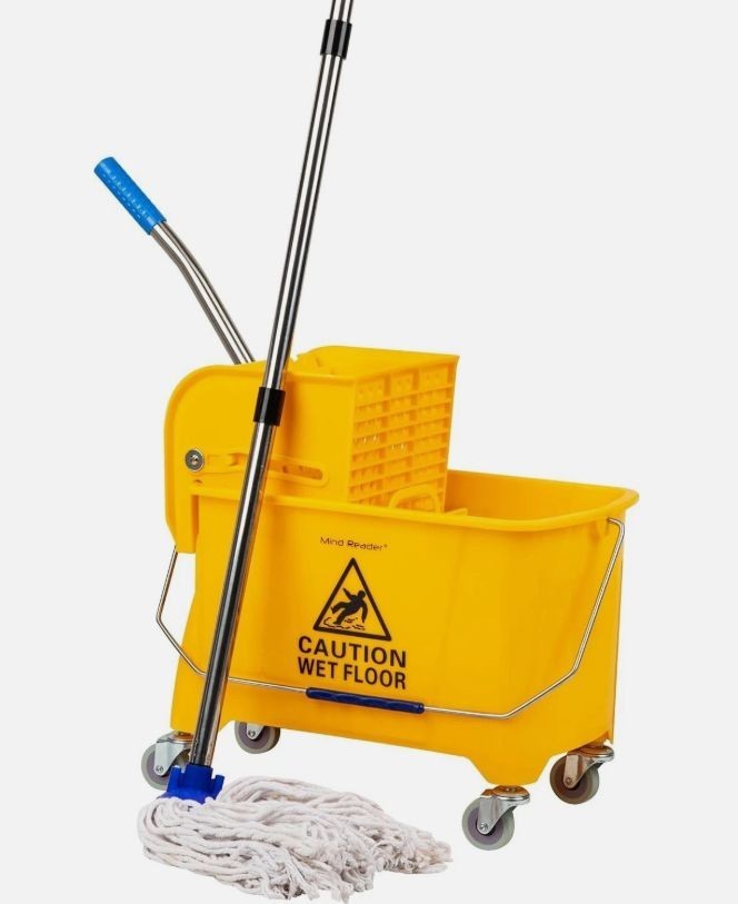 Mind Reader Bucket With Wringer And Mop Set, 22 Qt, Yellow New in Box 5.5 Gal