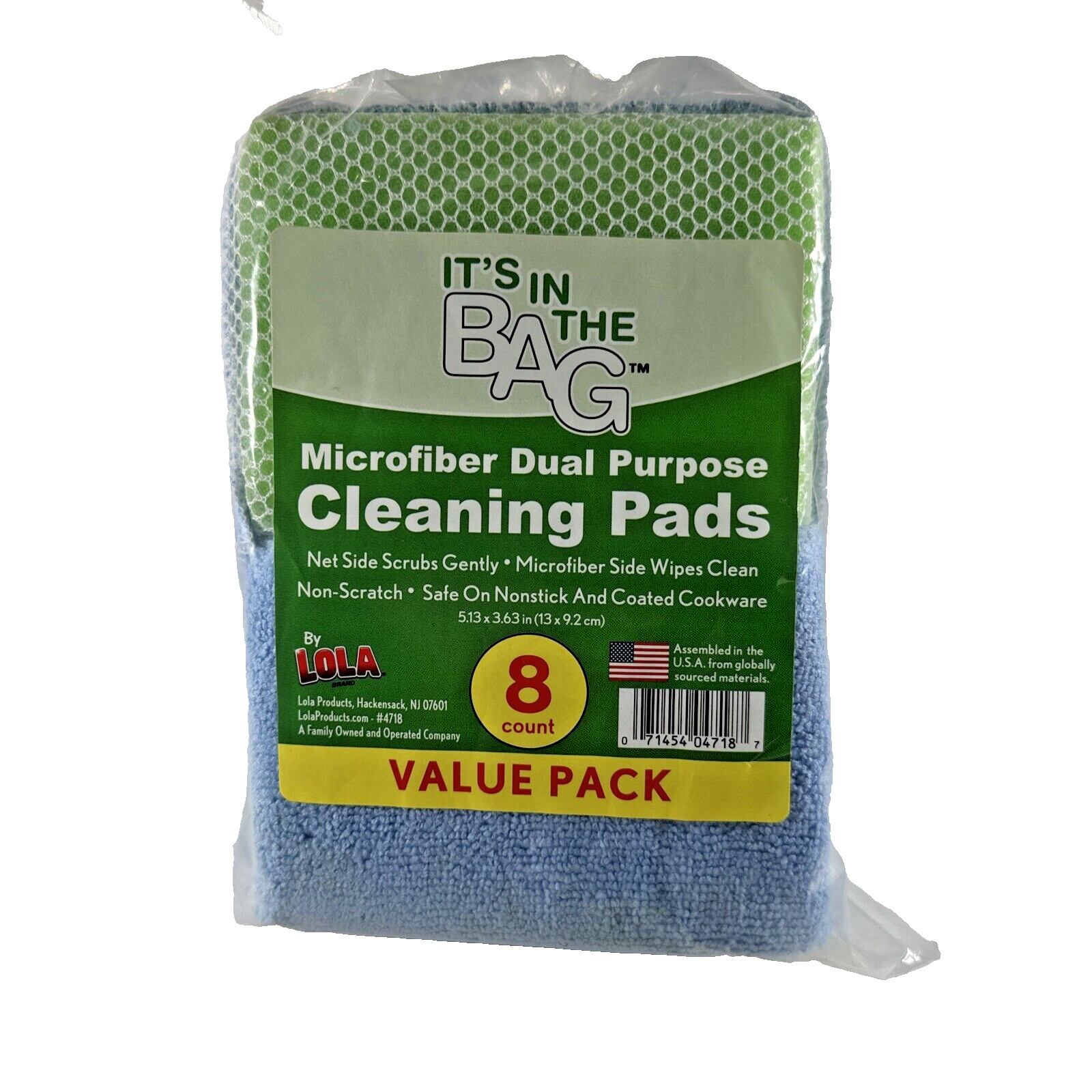 NEW LOLA Microfiber Cloth w Nylon Net & Microfiber Side Cleaning Pads – 8PK