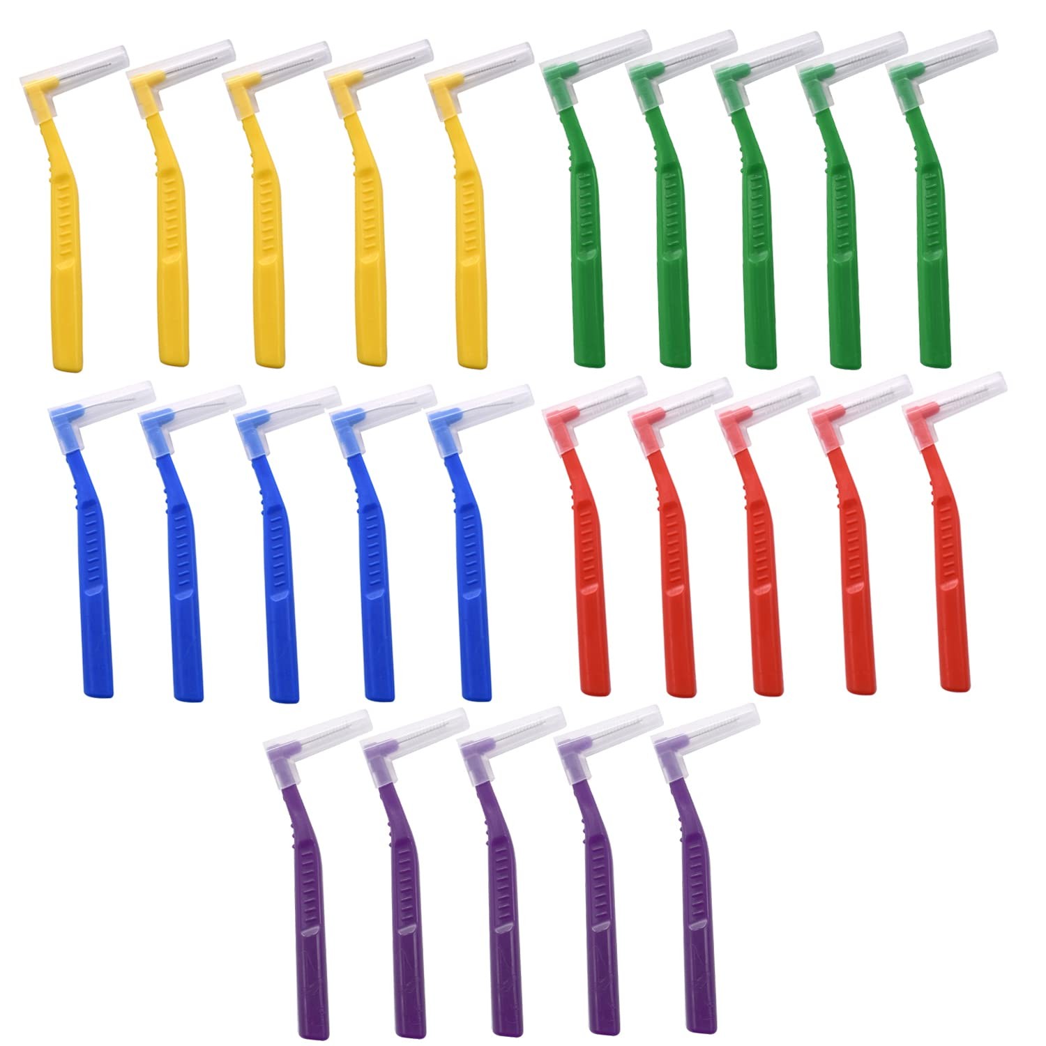 Angzhili 25 Pcs Interdental Angle Brushes, 5 Count (Pack of 5), Multi-colored