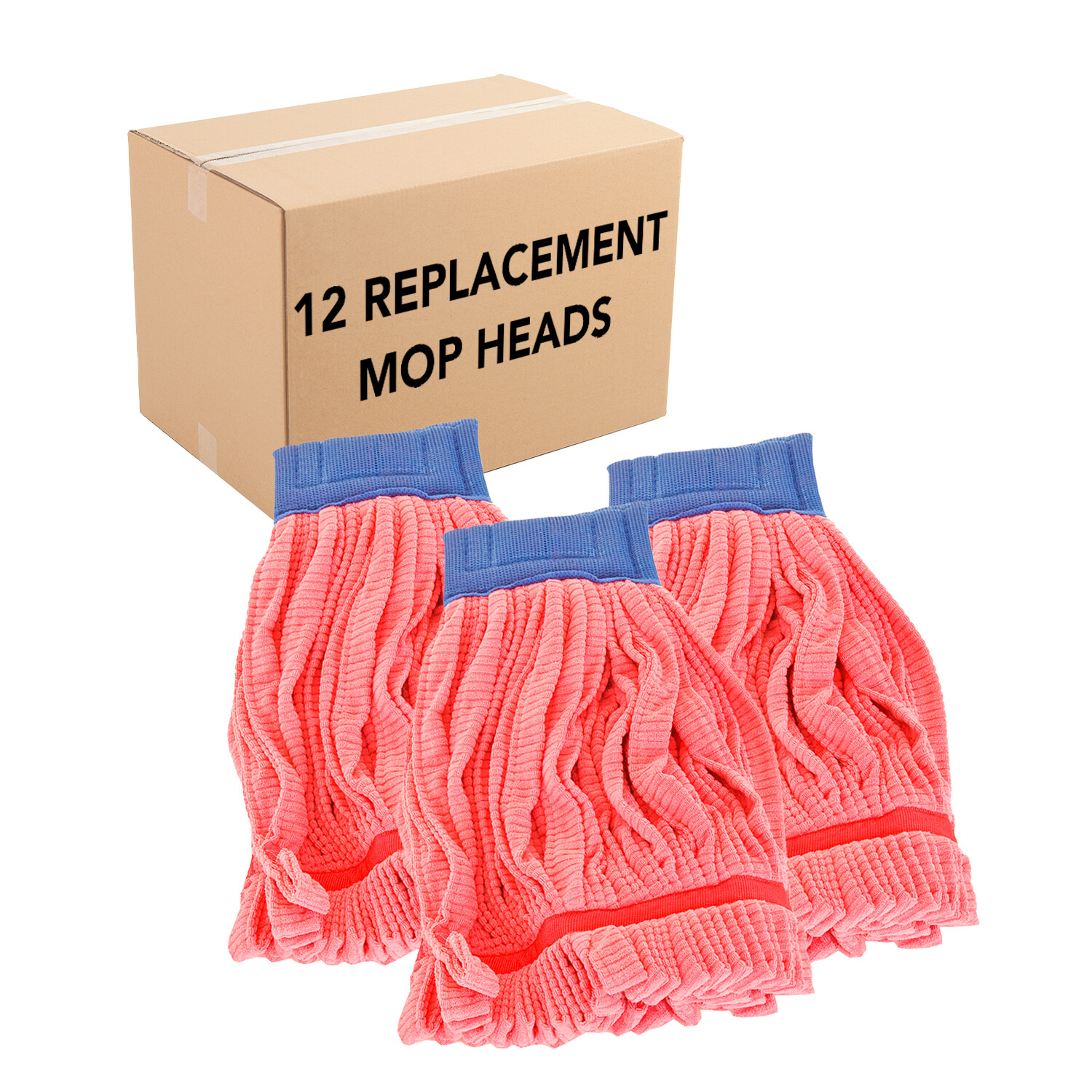Tube Mop Heads, Wholesale Case of 12 Microfiber Commercial Mop Replacement Heads