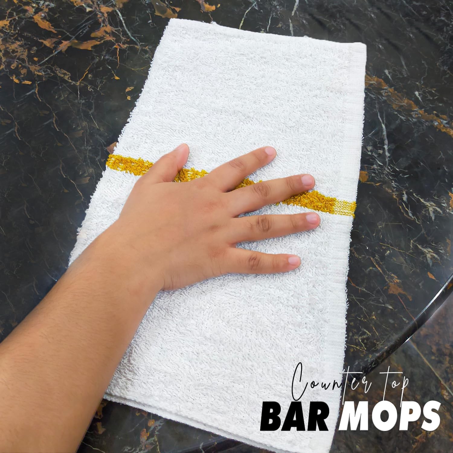 Bar Mops Gold Stripe Pack of 60 Kitchen Towels 16×19 Multi-Purpose for Home,