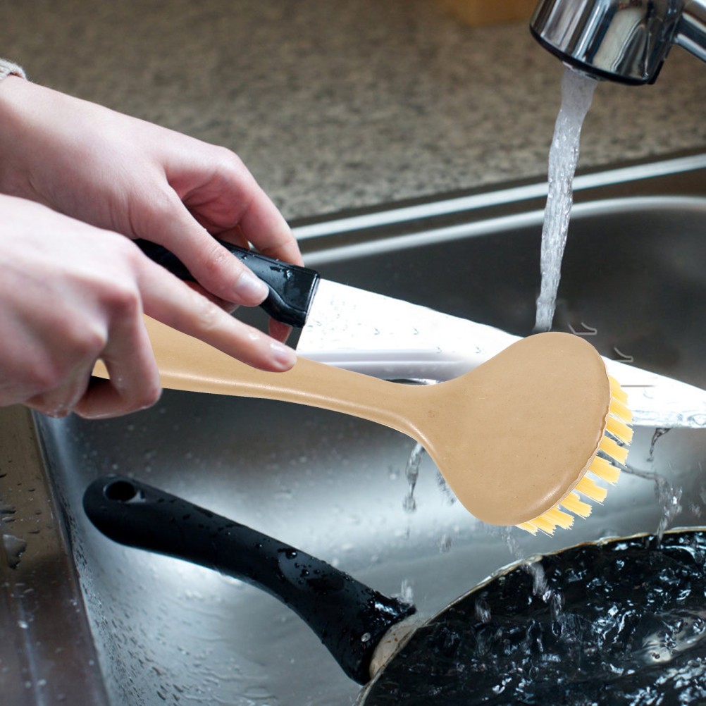 5Pcs Lightweight Reusable PP Cleaning Brushes Household Dish Washing Tools Beige