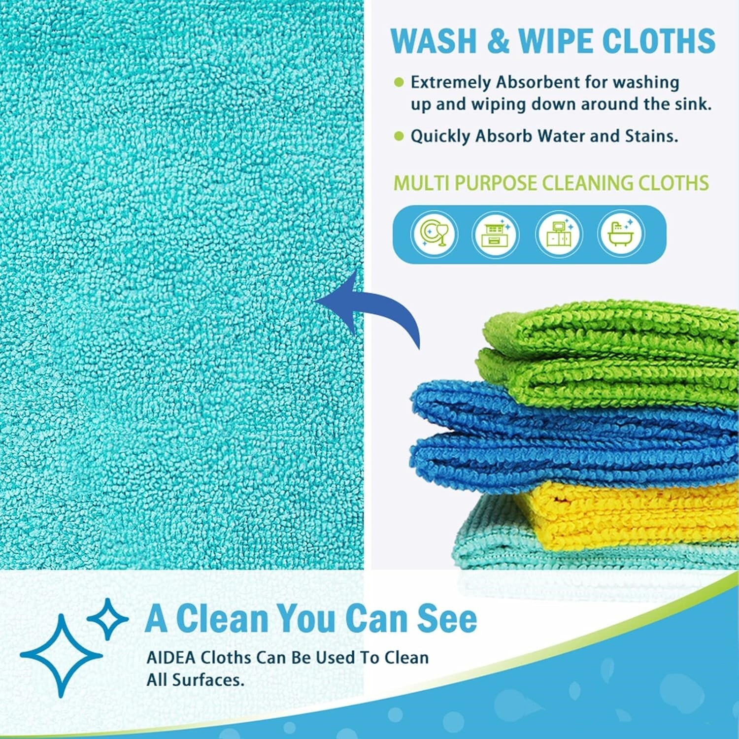 Microfiber Cleaning Cloths-50PK, All-Purpose Cleaning Rags, Microfiber Rags for