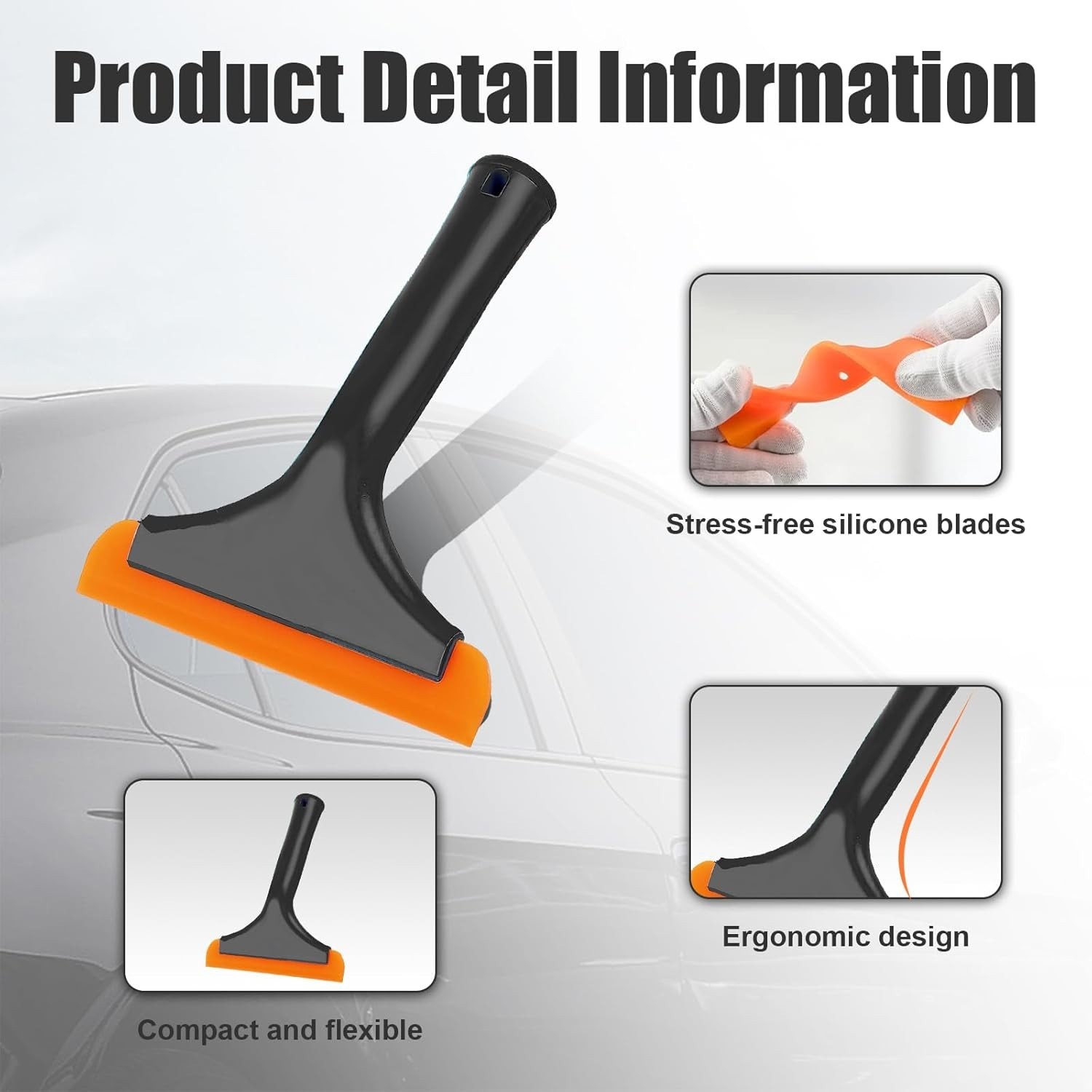 Small Silicone Window Squeegee, Car Windshield Water Blade Squeegee, Multifun…