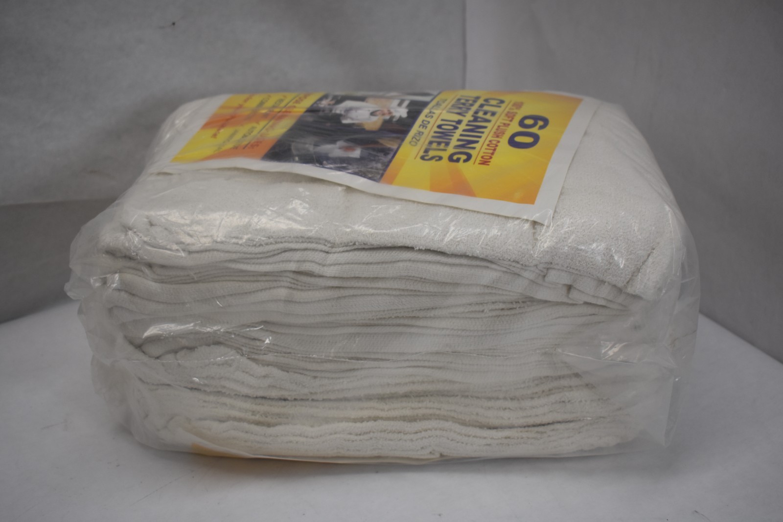 Cleaning Terry Towels 100% Soft Plush Cotton White Multi-Purpose Towels 60 Pack