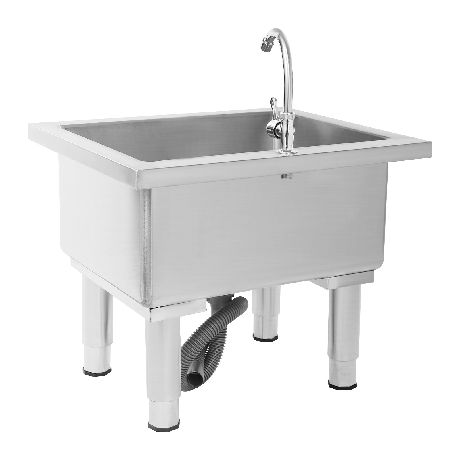 220.46lbs Floor Mount Stainless Steel Mop Cleaning With Faucet And Drain Pipe