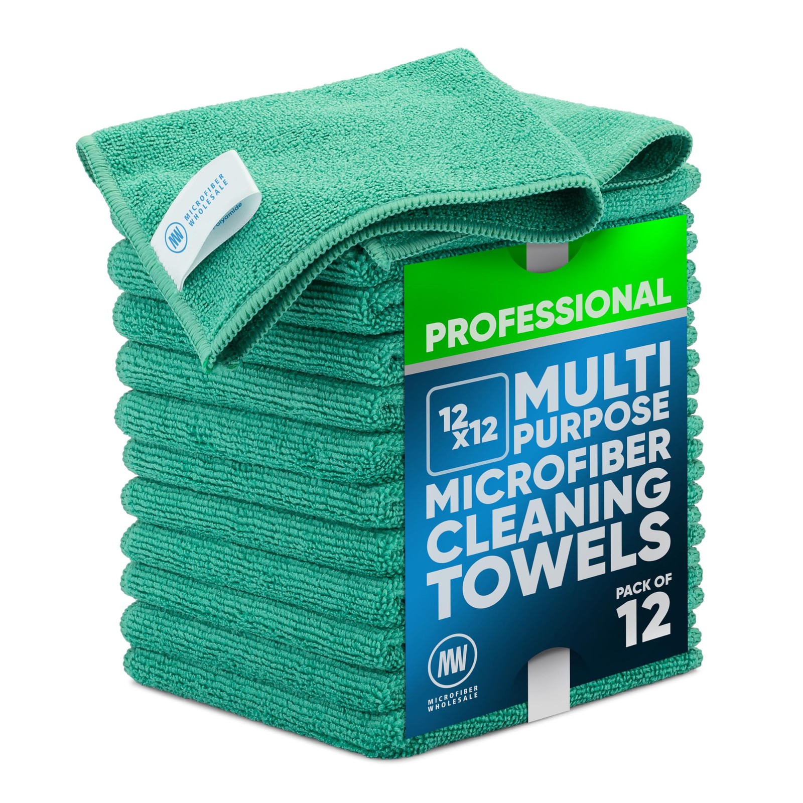 MW Microfiber Cleaning Cloths (12 Pack, 12″x12″, Green) – Commercial Housekee…