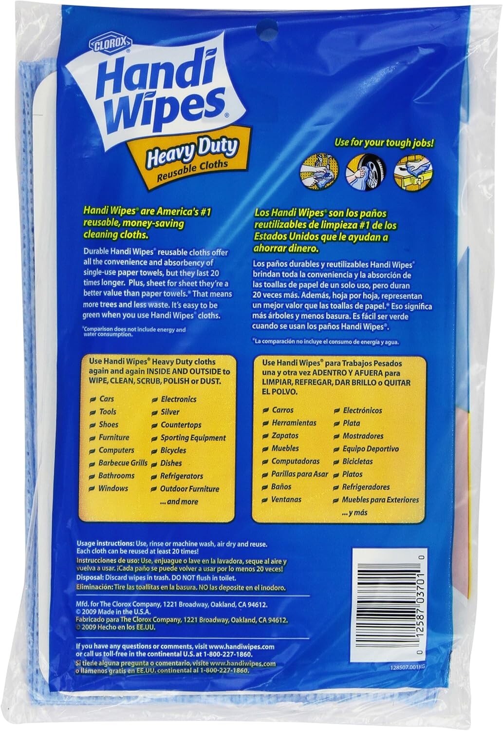 Clorox Handi Wipes Heavy Duty Reusable Cloths, 3 Count, 2 Pack Blue