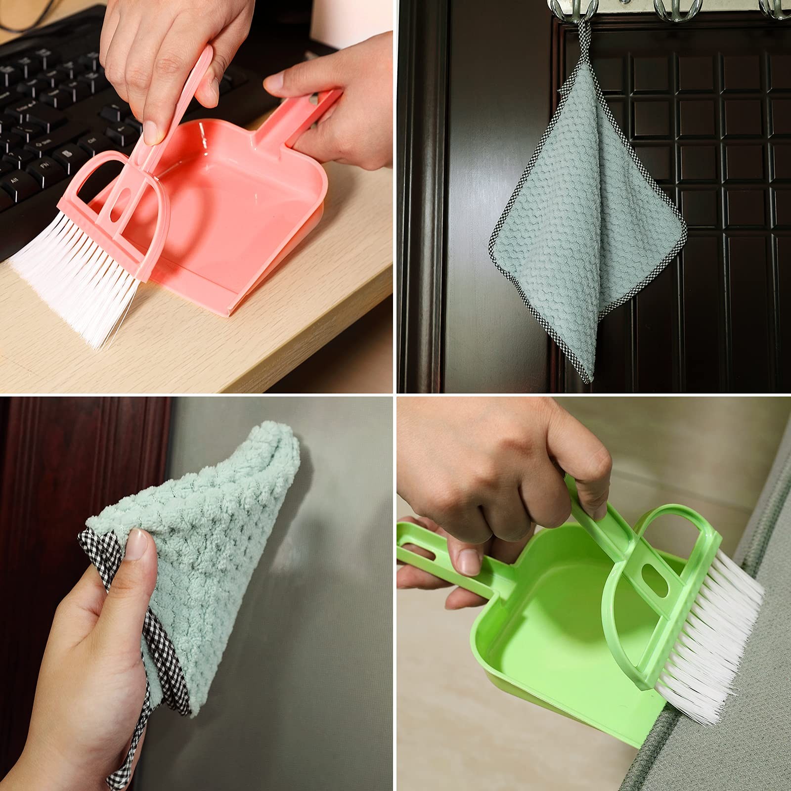 Lamoutor 3 Pack Mini Hand Broom and Dustpan Set Small Dust Pans with Brush Se…