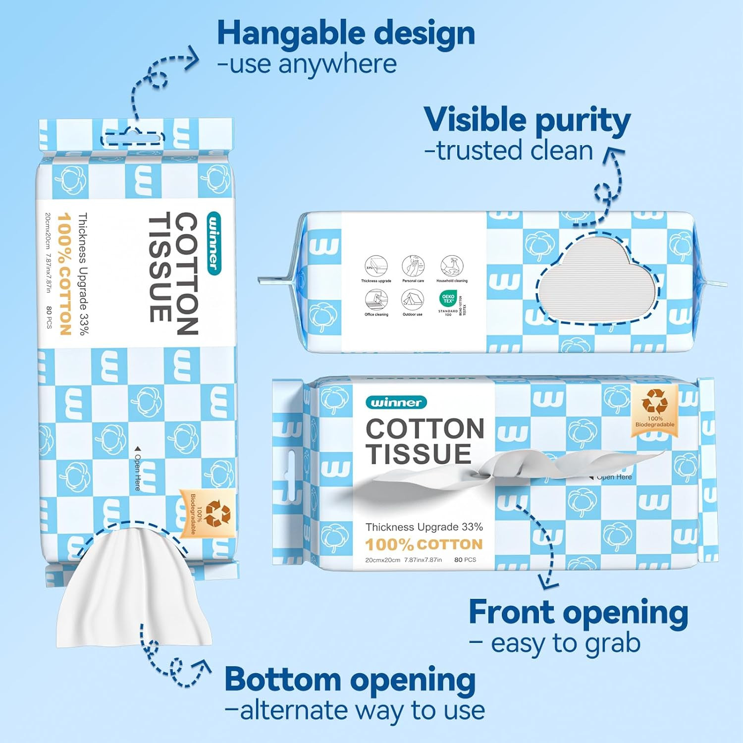 Thicker Biobased Soft Face Towels, Gentle & Unscented, 80 Count
