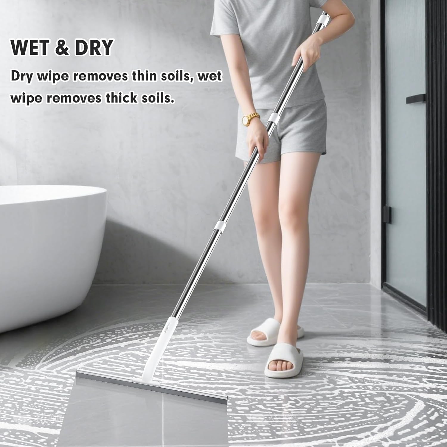 Rubber Floor Squeegee for Smooth Surface Concrete Floor, Tile Floor, Heavy Duty