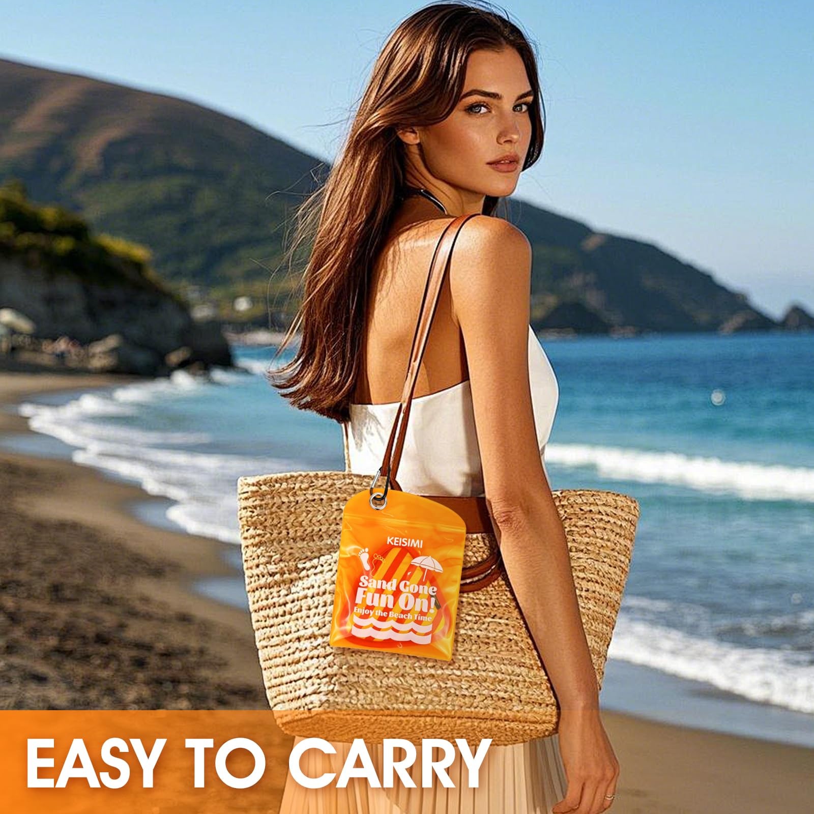 Sand Remover for Beach, Talc-Free & Reusable with Natural Orange