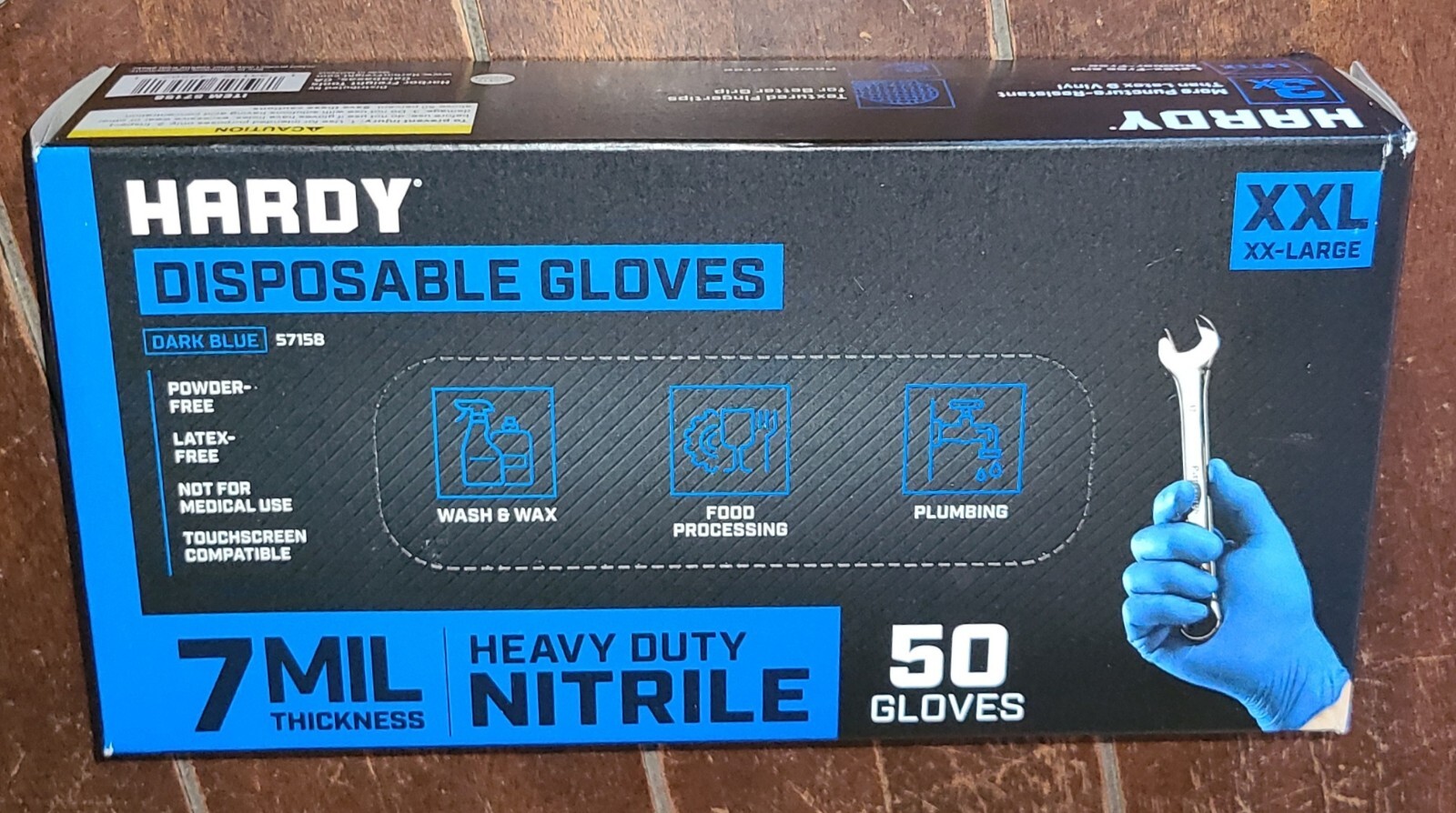 Hardy BLUE Heavy Duty XXL Nitrile Disposable Gloves ~50 Gloves Per Box~ 7 MIL