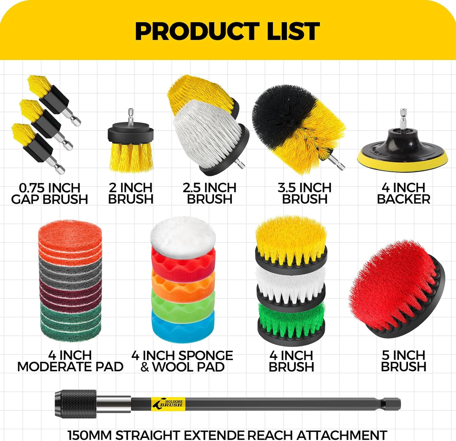 30Pack Drill Brush Attachments Set,Scrub Pads & Sponge, Power Scrubber Brush wit