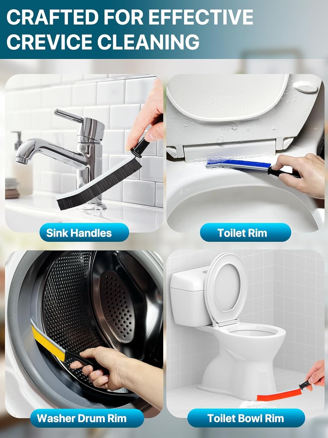 6Pcs Hard Bristle Crevice Cleaning Brush, Multifunctal Premium Crevice