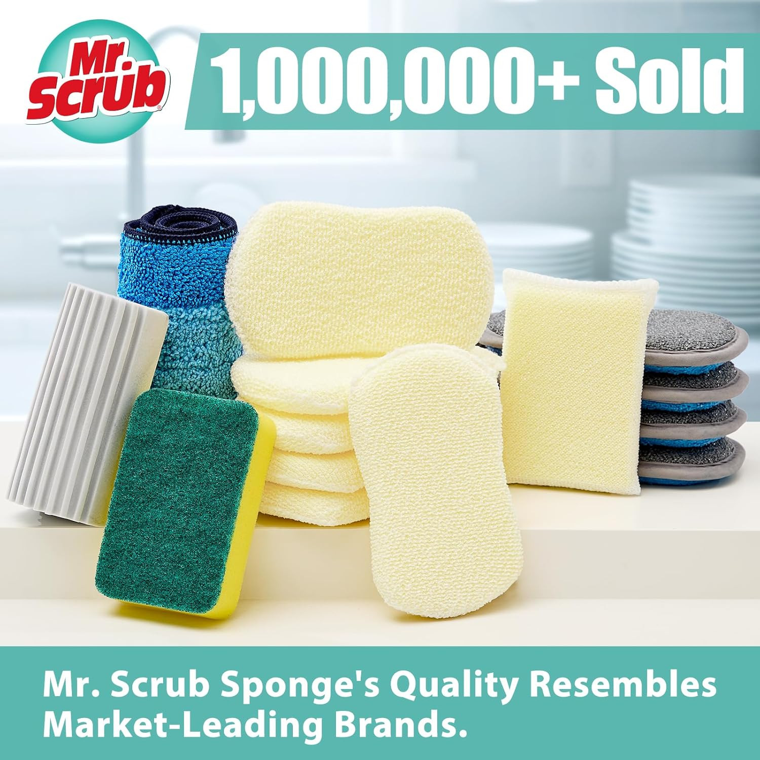 Sponges Kitchen Scrub Dish Sponge Scouring Pad, 12 Pack Cleaning Brush Scrubber