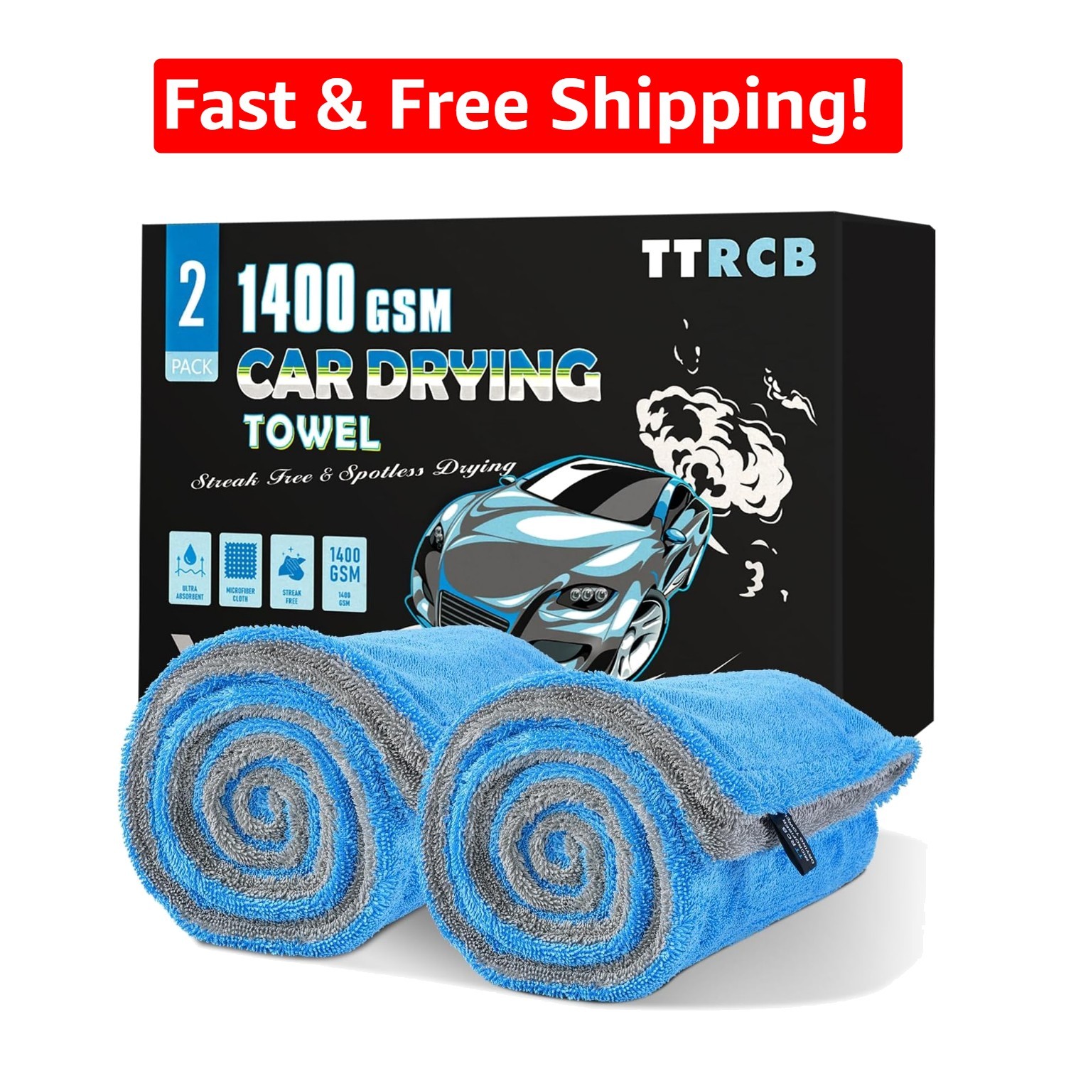 48″x24″ Double Twisted Loop Car Drying Towels – Streak-Free & Scratch-Free Care