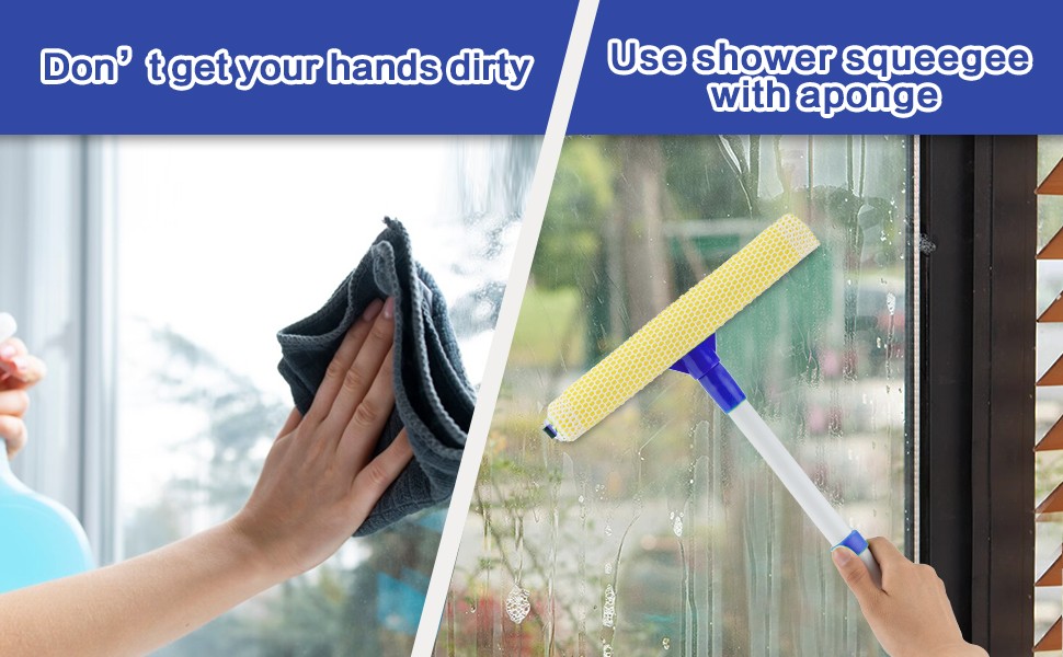 15.9″ Window Squeegee for Car,2 in 1 Squeegee Window Cleaner with Long Stainless
