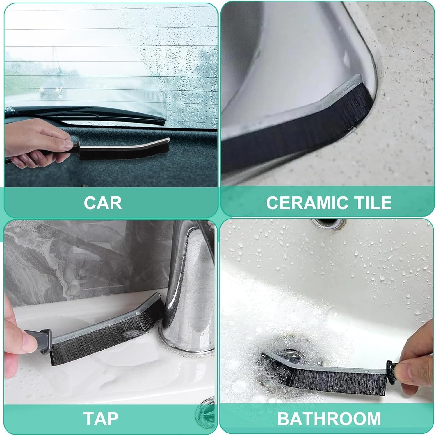 OKOM Stainless Steel Crevice Cleaning Brush – Hard Bristles for Kitchen & Bath