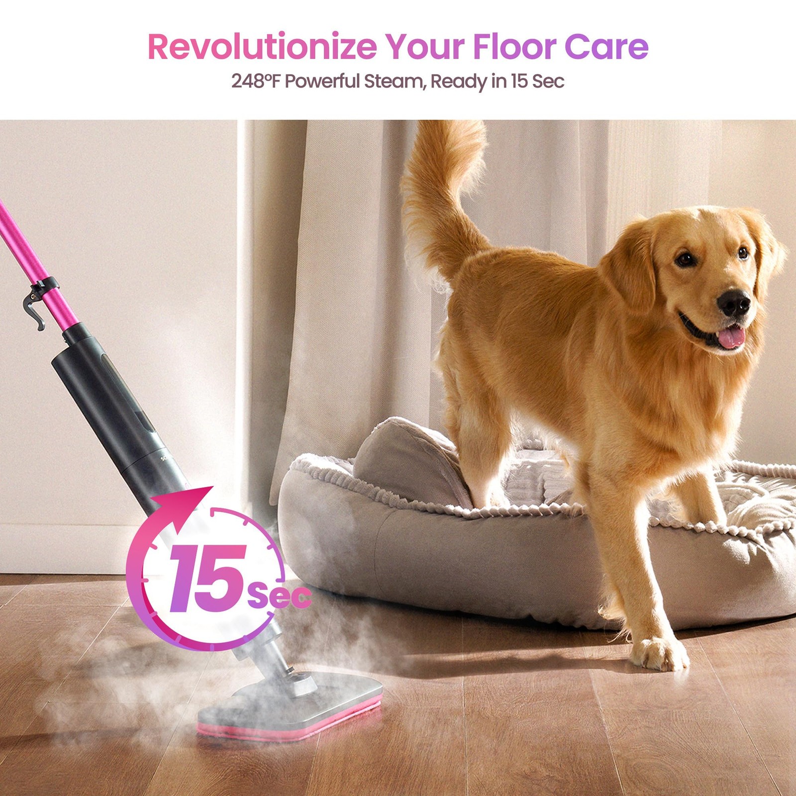 Schenley Steam Mop Cleaner Powerful 15s Fast Heat Up Chemical Free for