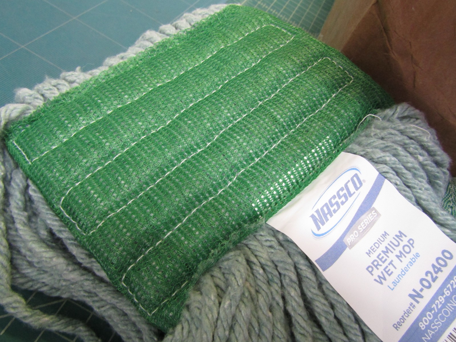 case of 6 NASSCO N-02400 medium-sized, green premium wet mop head. NEW