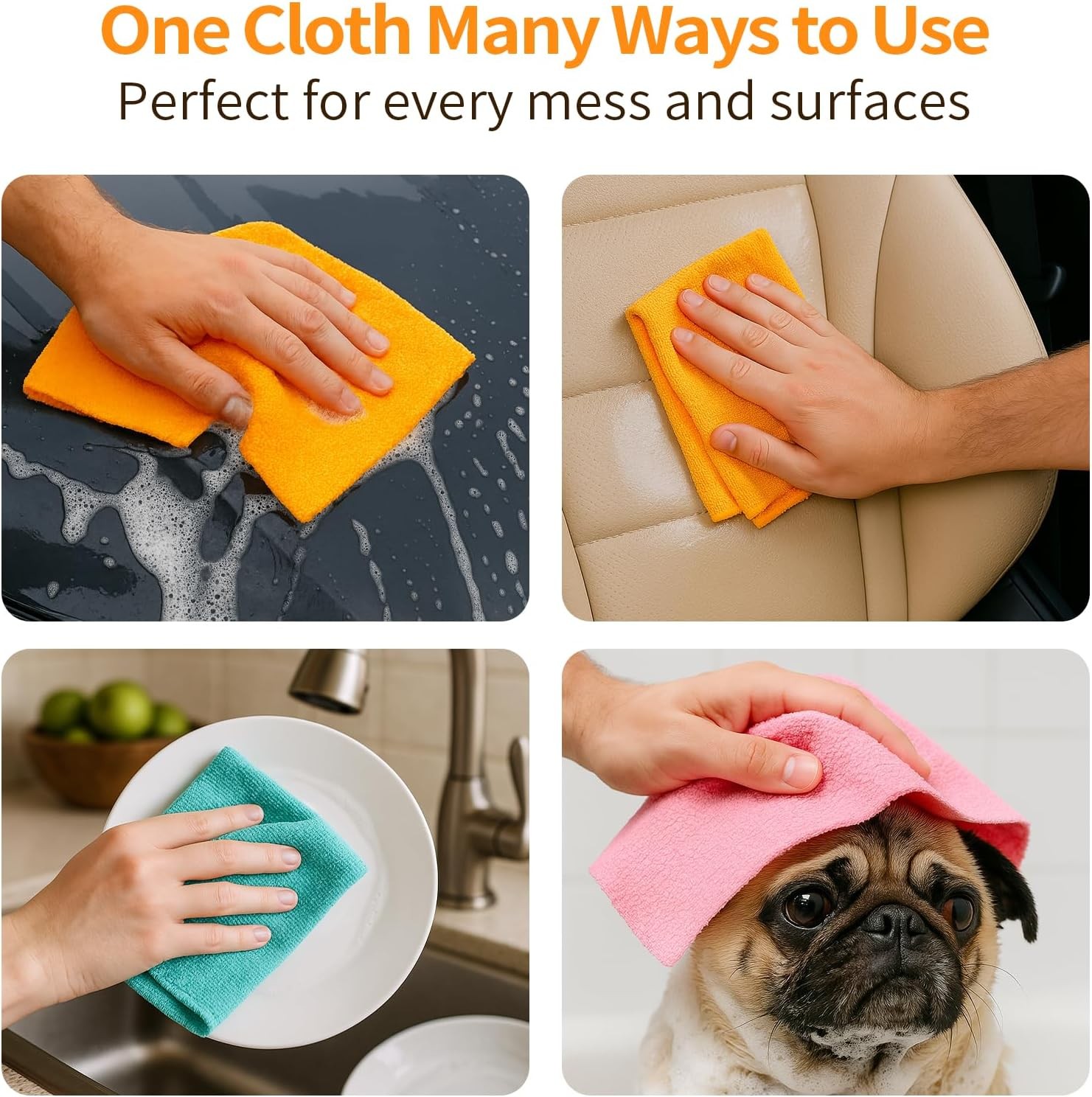 Microfiber Cleaning Cloth Roll, 50 Tear-Away Sheets, Reusable & Washable,
