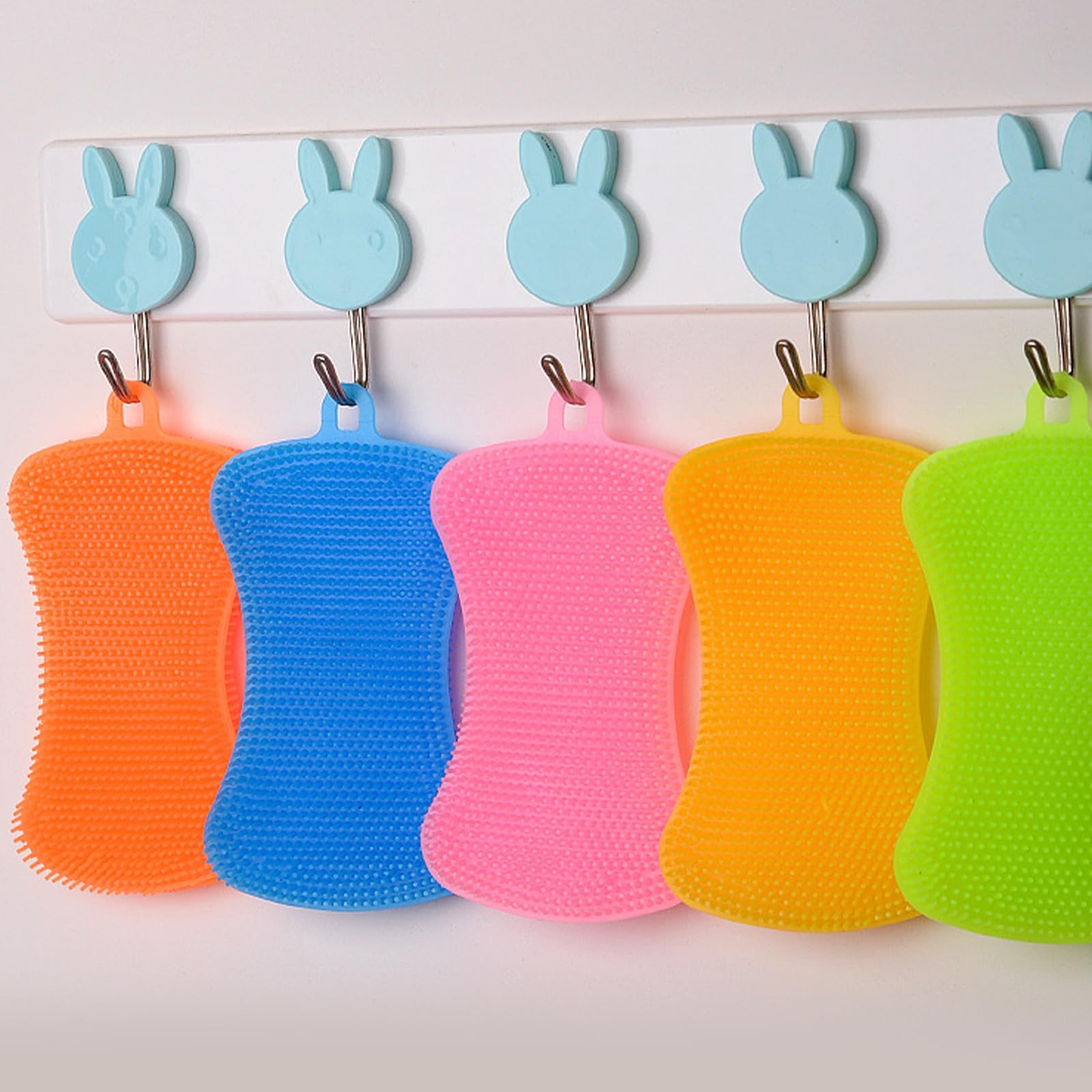 Silicone Dish Sponges 6 Pack Durable Fast Dry Multi Purpose Kitchen Set