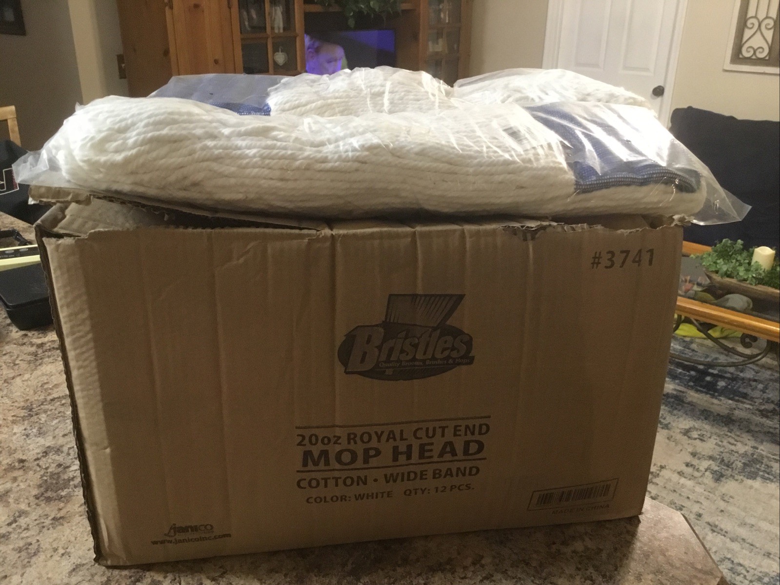 Case Of 12 Bristles #3741 20oz White Cotton Mop Head Replacements New In Box
