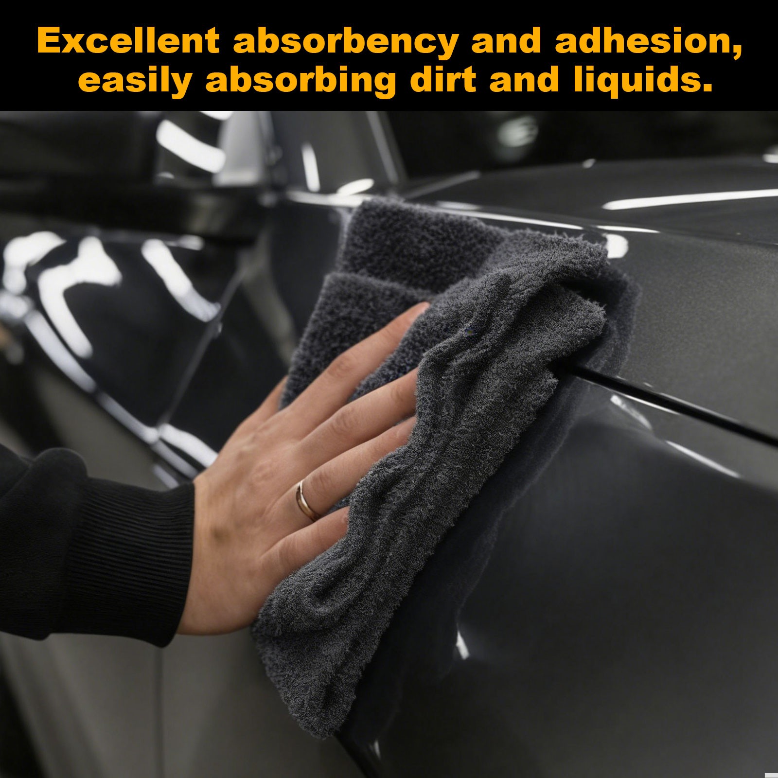 16 x 16 Inch Double Layer Car Microfiber Towels, Grey(1100GSM)