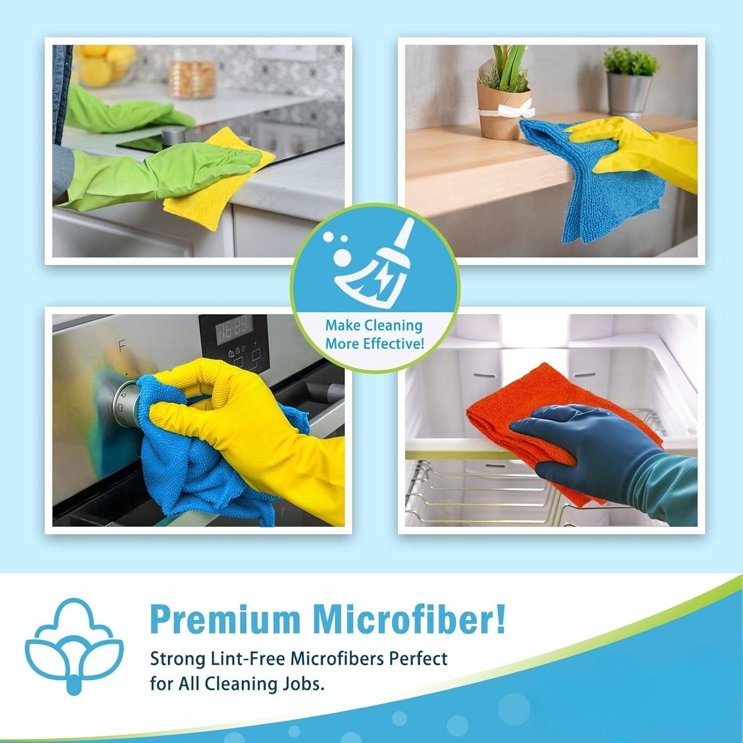 Paquete 100 Paños de Microfibra Toallas para Auto Cocina y Hogar 12×12