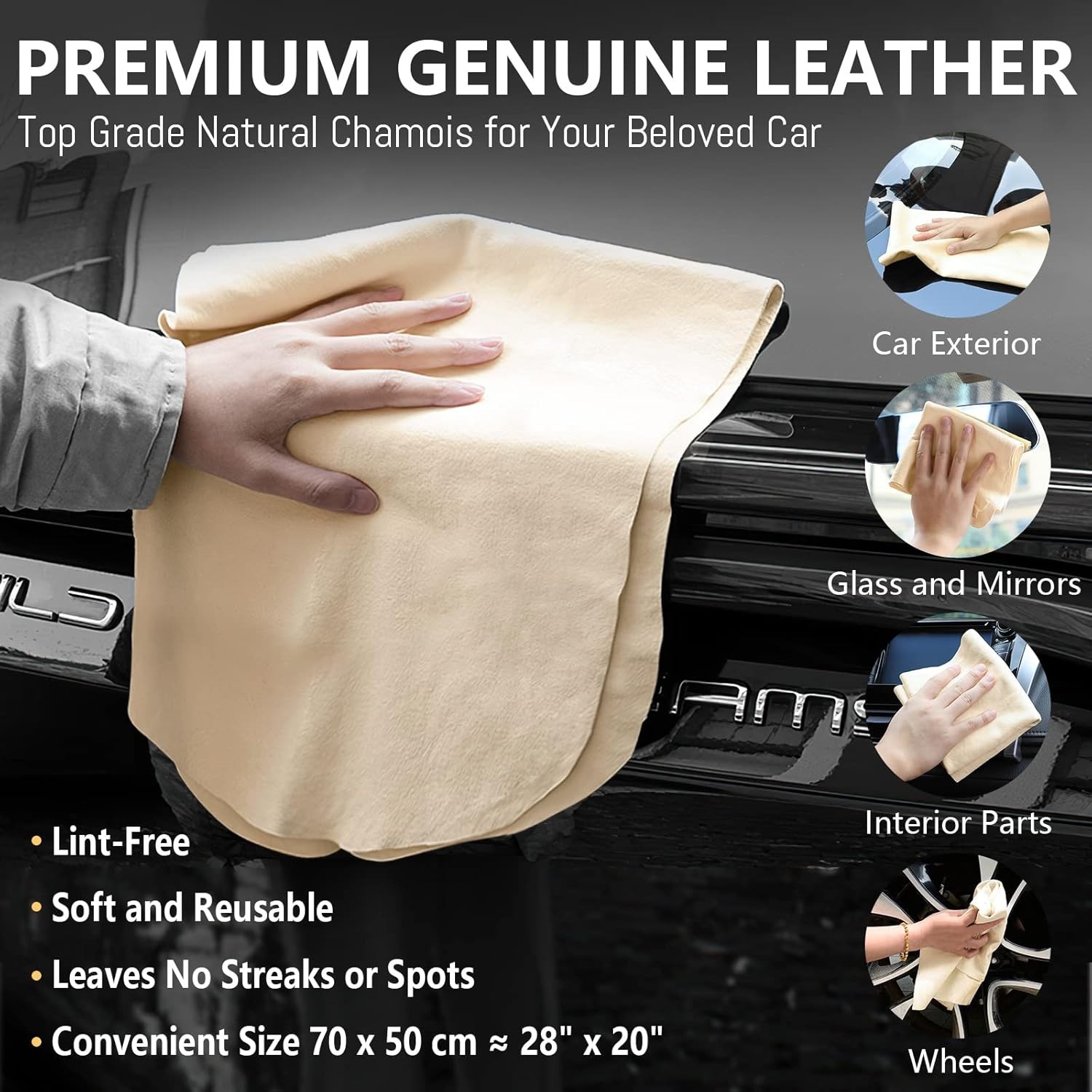 Chamois Cloth For Car Wash Drying Towel Real Leather Shammy Towel Lint Free
