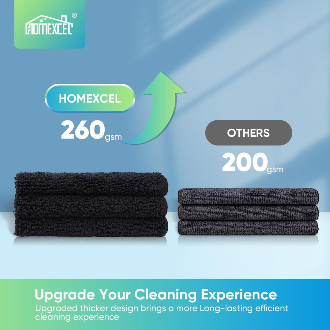 Premium Black Microfiber Cleaning Cloths, 12 Pack, Lint-Free & Highly Absorbent