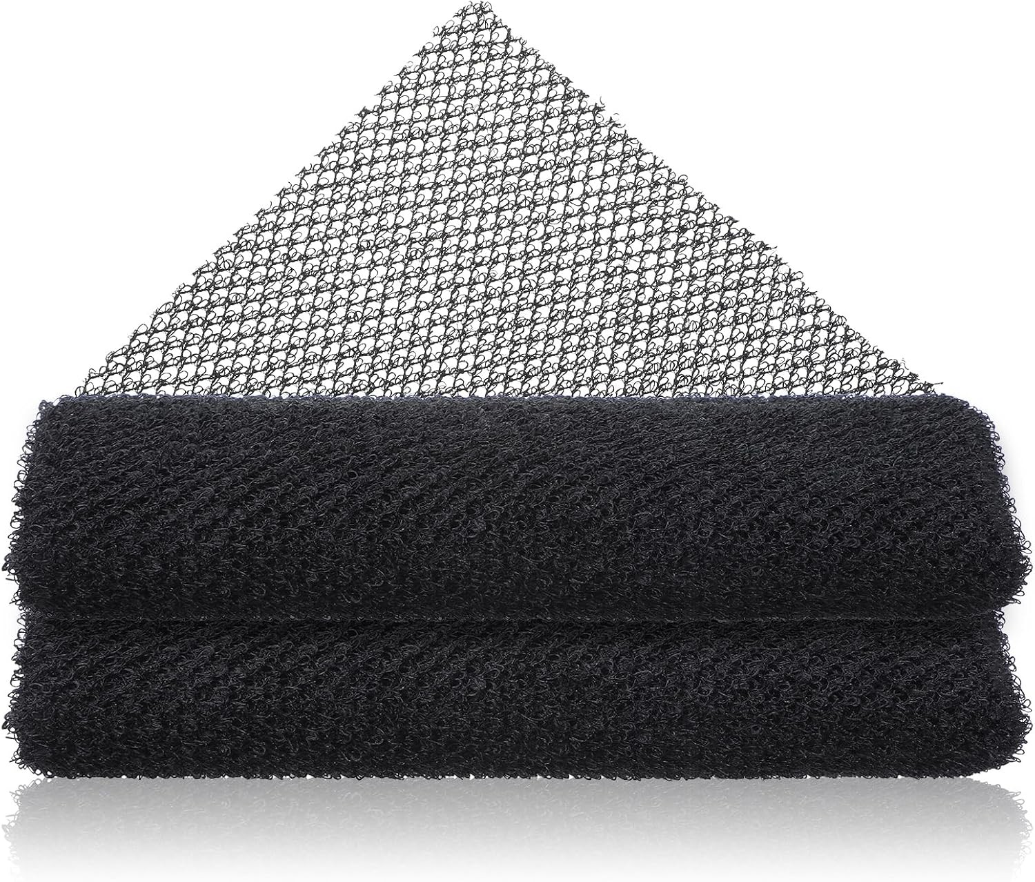 African Net Sponge, 2 Pack Black Exfoliating Washcloth, Elastic Long Net Rag