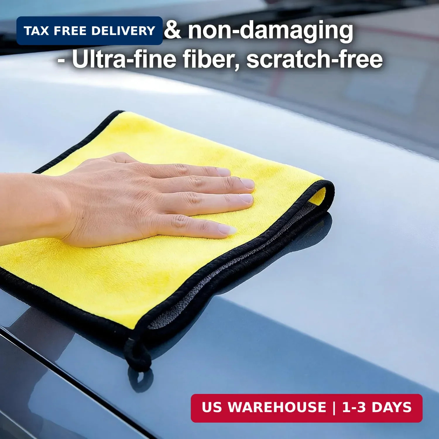 Car Microfiber Towel 800GSM – 1-Pack Lint-Free Cloth for Car Drying/Polishing,Sc