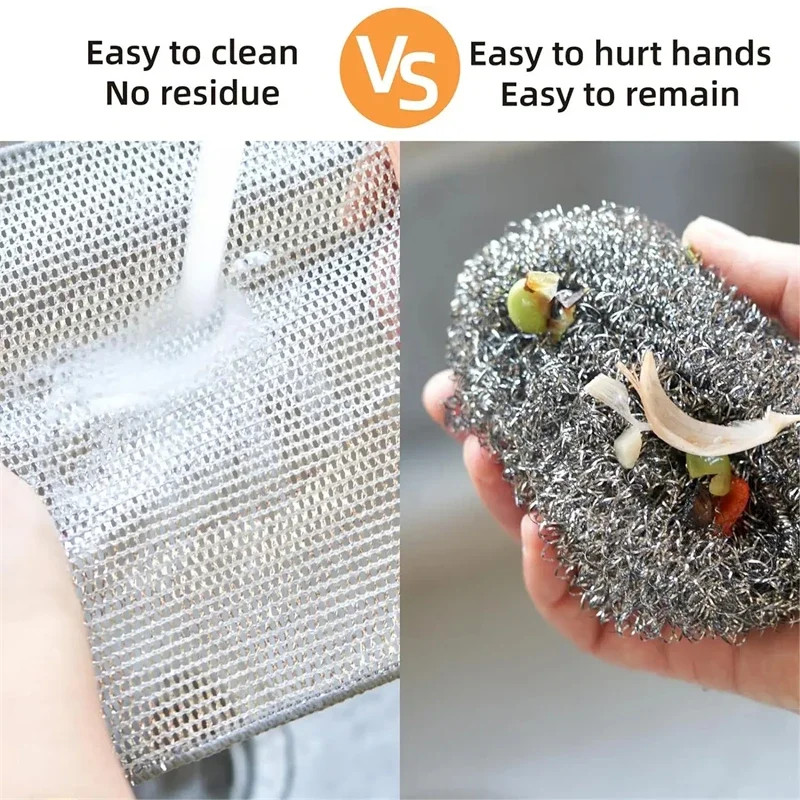 1/30Pcs Multi-Purpose Wire Miracle Cleaning Cloths Metal Steel Wire Rags Kitchen