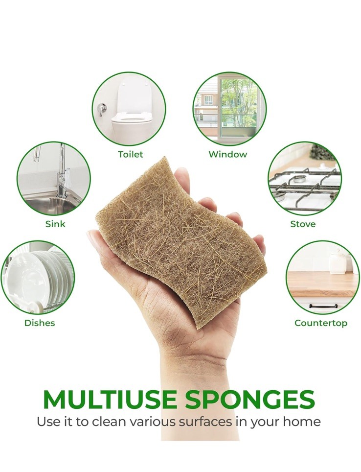 AIRNEX Natural Kitchen Sponge – Biodegradable Compostable 12 pack