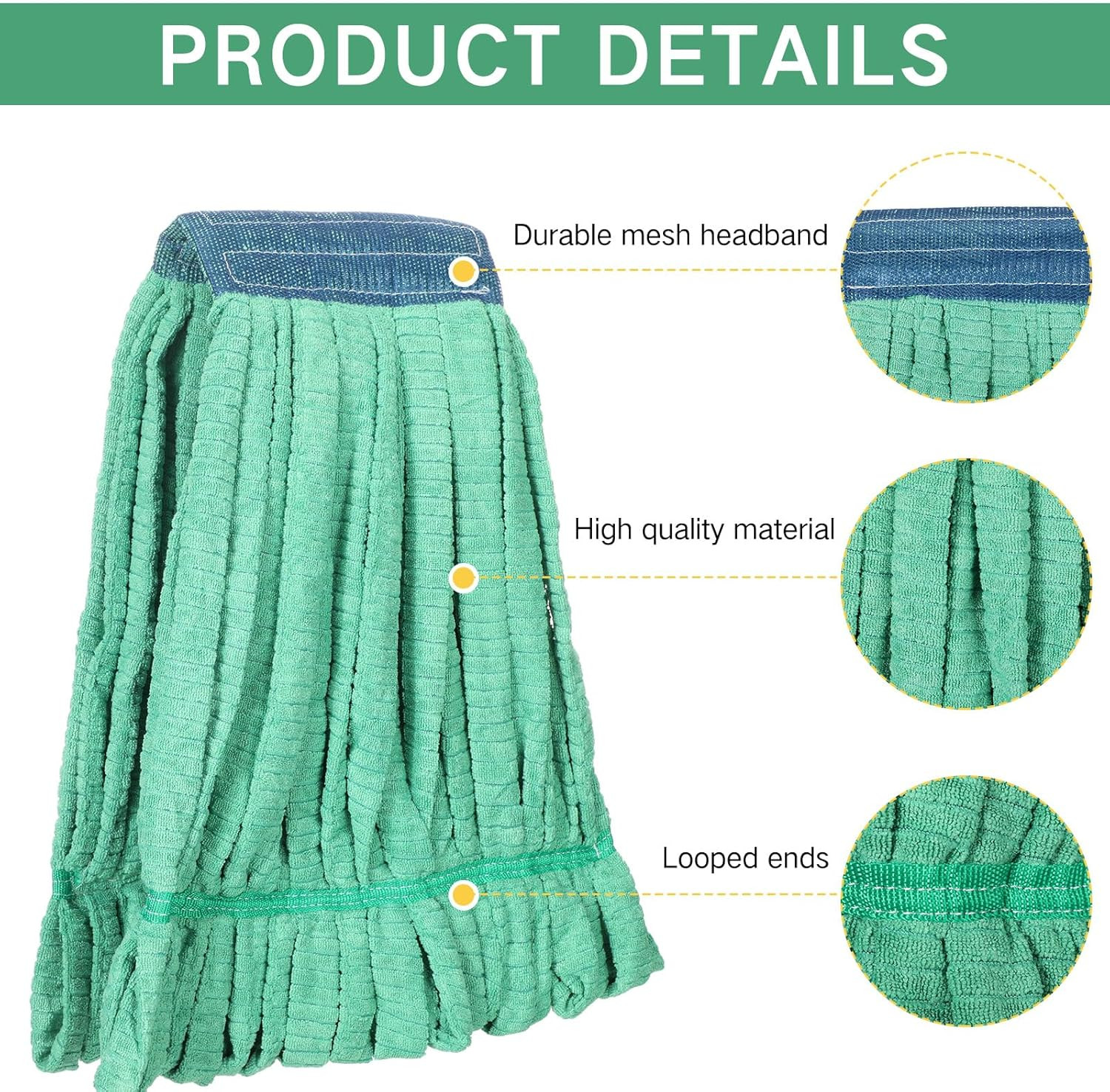 10 Pcs Microfiber Mop Head Refill for Home & Industrial Floor Cleaning