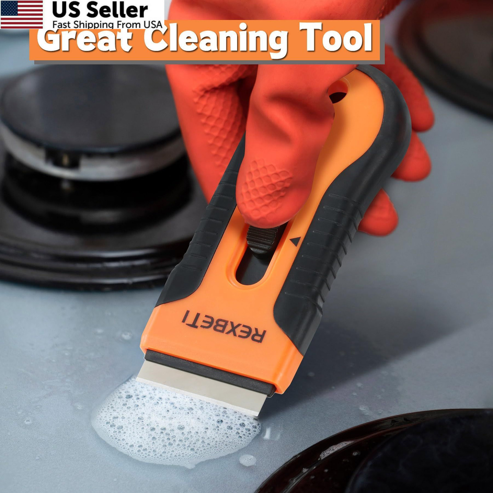 REXBETI Razor Blade Scraper Tool, 2 Pack Set 2 Pack, Orange