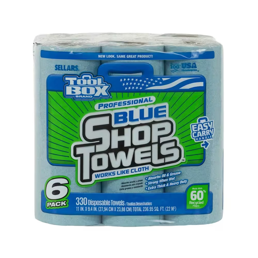 Z400 Blue 55-Count Roll of Shop Towel Cleaning Wipes (6-Pack)