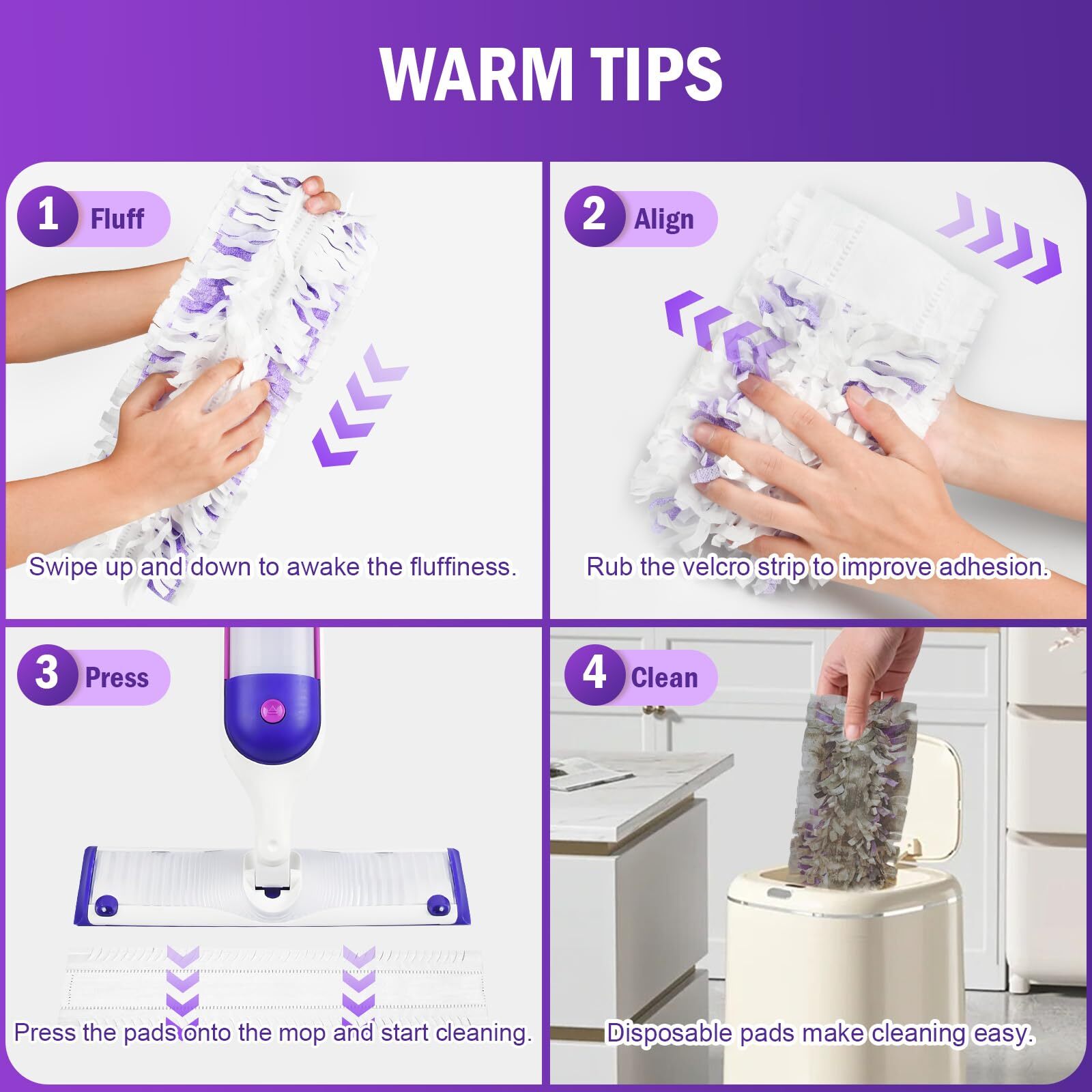 24 Count Disposable Power Mop Refills Compatible With Swiffer Power Mop Powermop