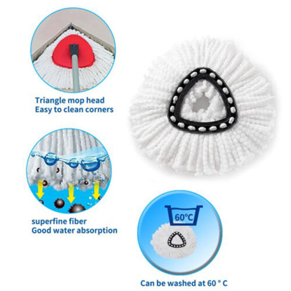 2-12 Pcs Replacement head easy to install Mop head For O-Cedar Rotary Mop