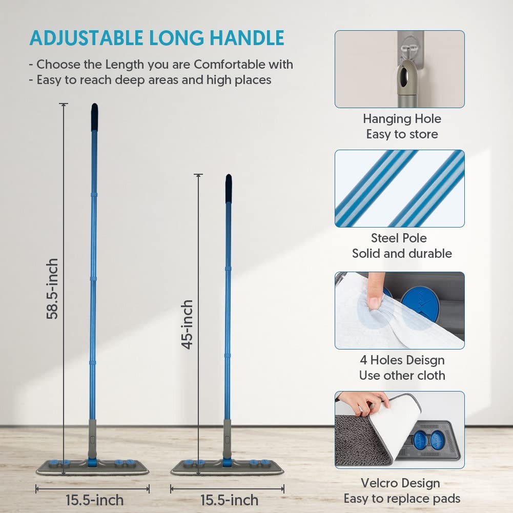 Microfibre Floor Mop Flat Mop For Wooden Vinyl Tile Dust Wet Cleaning Pads New